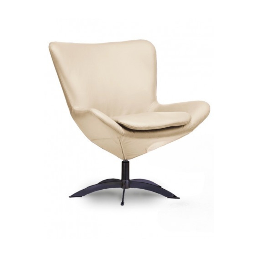 Hjort Knudsen - Havanna loungestol - Beige madras læder m. krom sokkel | Møbelsalg.dk