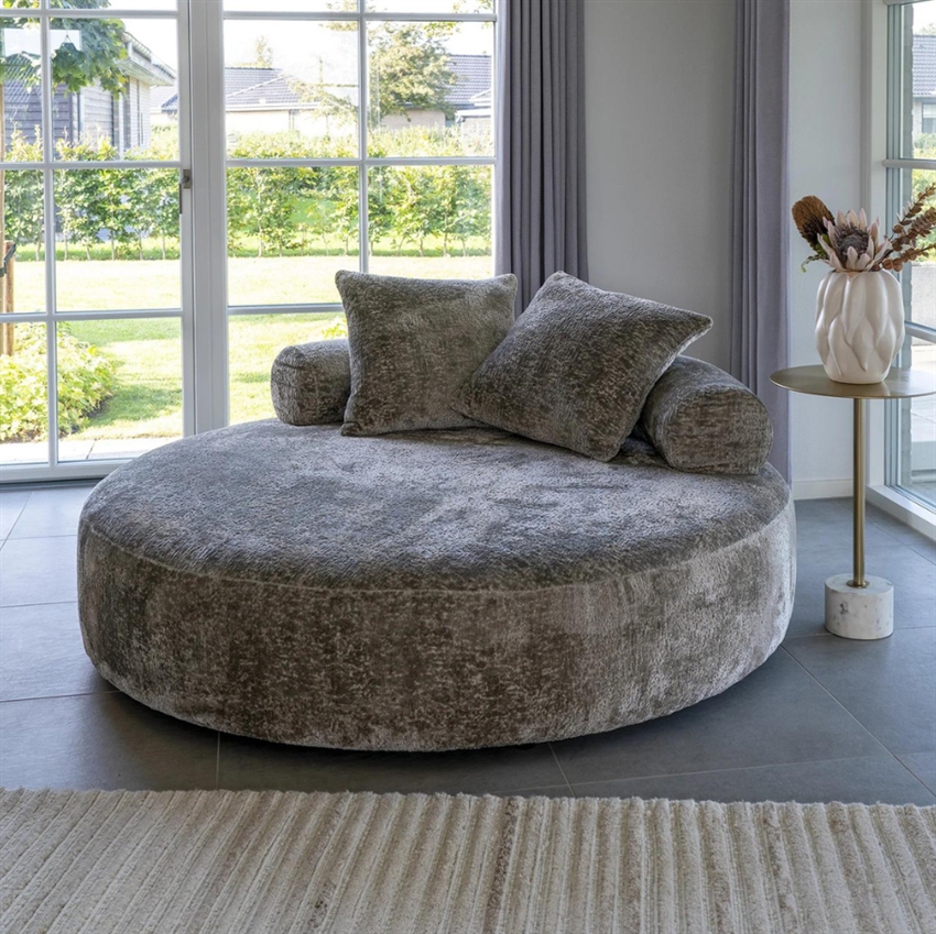 Skagen rund daybed - Chenille inkl. 2 puder | Møbelsalg.dk
