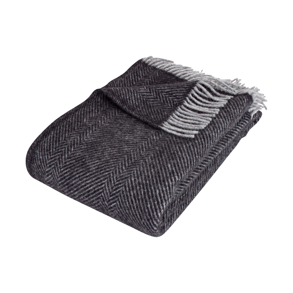 Arctic HERRINGBONE Black uldplaid